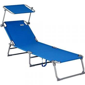 Transat pliable bleu pour jardin Hawaii 195x60x30cm