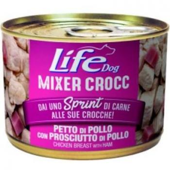 Life Dog Umido Mixer Crocc Grain Free Petto di Pollo con Prosciutto di Pollo 150 gr
