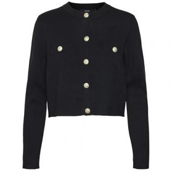 Gilet Vero Moda court boutonné, finitions contrastées – Noir