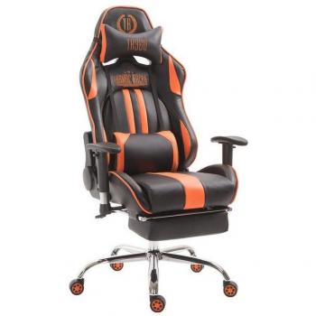 Chaise de Bureau Gamer Limit V2 en Similicuir Noir/Orange avec Repose-Pieds
