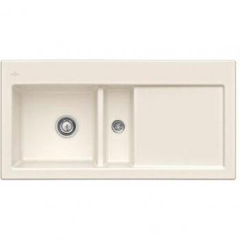 Évier 1 cuve et demi Villeroy et Boch Subway 60 avec égouttoir à droite Crème CeramicPlus