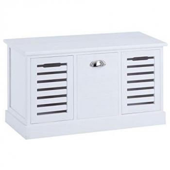 Banc de rangement TRIENT 3 tiroirs Bois blanc