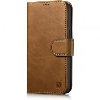Flip Cover Pelle Marrone iPhone 14 con RFID iCarer