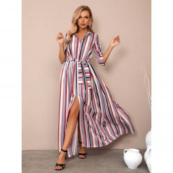 Striped Blue Plus-Length Issa Dress