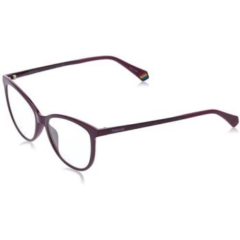 Purple 53 mm Polaroid Women’s Glasses with Clip‑On – Blue Light Filter