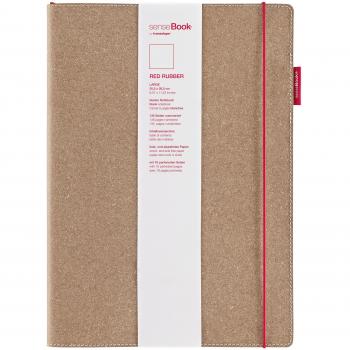 Carnet transotype senseBook rouge, A4, pages blanches, cuir bovin avec élastique