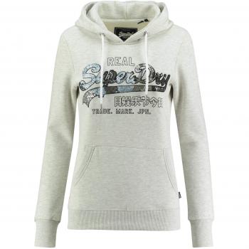 Superdry Damen Kapuzenpullover V Logo Carnival Sequin Entry H Grigio