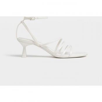 Stradivarius Sandalo tacco alto fascette bianche 39