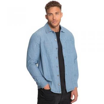 STHUGE Langarmhemd in Denim-Optik, Herren, bis 8XL