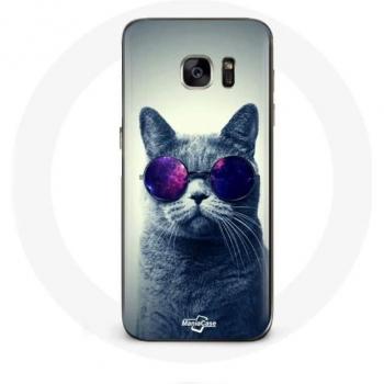 Funda Divertida Gato y Gafas para Samsung Galaxy S6 Edge