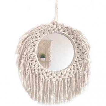 Braided Cotton Rope Wall Mirror for Home Decor