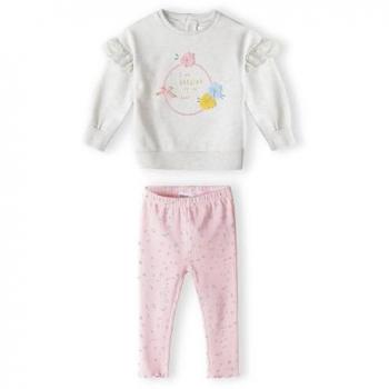 MINOTI Baby Sweatshirt und Leggings Set Beige/Hellrosa
