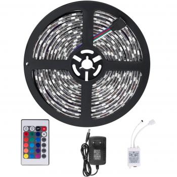 Strisce LED 5 Metri Impermeabili RGB SMD 3528 con Telecomando a Infrarossi 24 Tasti
