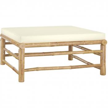 Repose-pied en bambou avec coussin blanc crème
