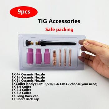 9pcs TIG Torch Consumable Set for SR WP 17 18 26