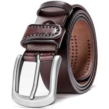 Cintura Uomo per Abiti Casual e Abiti con Chiusura Automatica e Fibbia in Pelle Nera (Type 1, Lunghezza Regolabile)
