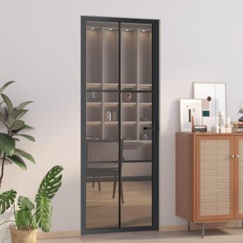 Día y Noche Puerta interior vidrio EGS y aluminio negro 76x201,5 cm