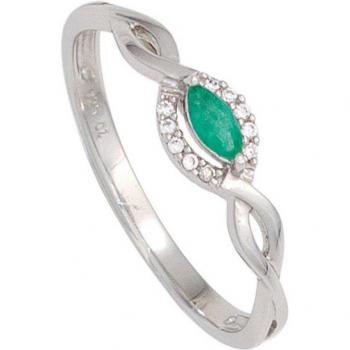 JOBO Smaragd‑Diamantring Gr. 54 in Weißgold 333