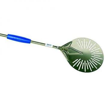 Gimetal azzurra palettina pizza forata 20 cm manico 15 cm inox tonda