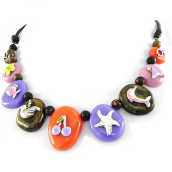 Collier Liberty Nuances d’Orange et de Violet