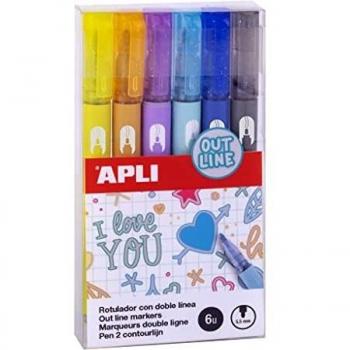 Pack de 6 Marqueurs à Deux Lignes