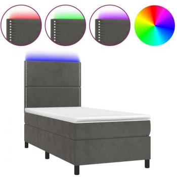 Letto Velluto Scuro LED 100x200 con Testiera