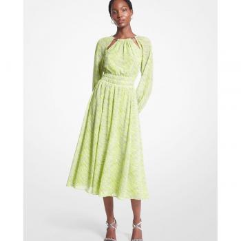 Vestido midi georgette con estampado de cebra Michael Kors