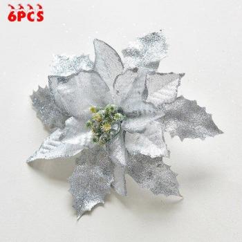 Glitter White Poinsettia Artificial Flowers