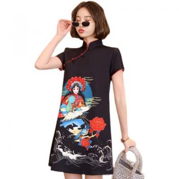 Cheongsam Holgado Mujer, Inspirado en la Ópera de Peking – M‑XXL