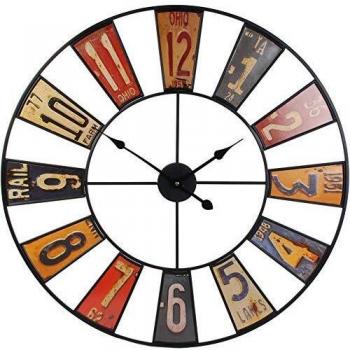 Horloge vintage en métal Recyclerie 80 cm