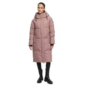 MARIKOO Damen‑Steppmantel “Michikoo” – Lila, Größe XL, mit Kapuze und magnetischen Taschen