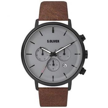 Herren-Sportuhr mit Multi‑Zifferblatt, Quarz, Leder, SO-3869-LM
