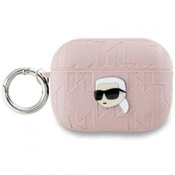 Case AirPods Pro 2 Karl Lagerfeld con Testa di Karl in Rilievo Rosa