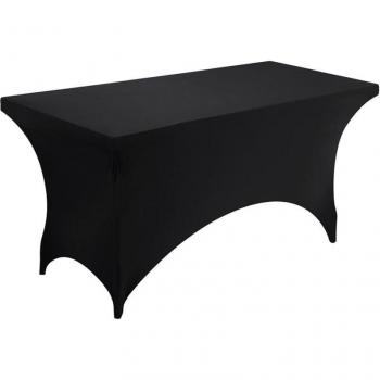 Housse de table anti‑rides, extensible et lavable, nappes de mariage et cocktail, couleur noire – 153 × 75 × 75 cm
