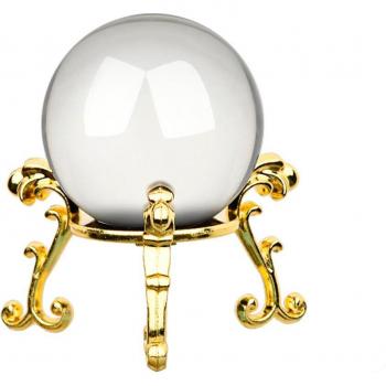 40mm Crystal Ball with Golden Flower Stand