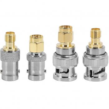 Set convertisseur BNC‑SMA (Mâle/Femelle) – 4 pièces – Finition argent 