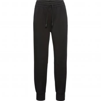 Pantalón largo Lacoste en piqué de doble capa negro para mujer con logo negro y verde, talla 42