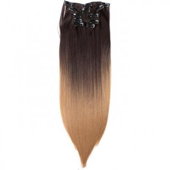 Extensiones de cabello rectas y largas con clip, coleta sintética para mujer