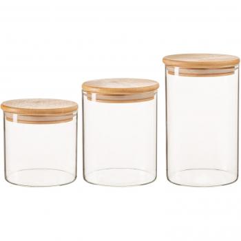 3-Piece Glass Storage Jars with Wooden Lids
