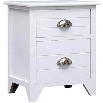 Table de chevet de qualité VidaXL blanche en bois de Paulownia, 38x28x45cm