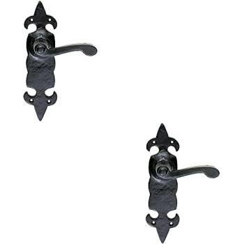 Black Antique 2‑Pack Forged Scroll Latches – 206 × 57 mm