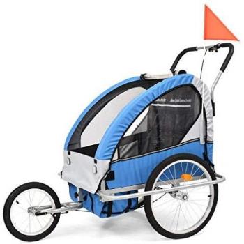 VidaXL 2-in-1 Bike Trailer and Stroller, Blue and Grey