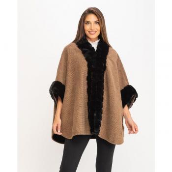 Poncho NIZA para mujer con escote en pico y pelo