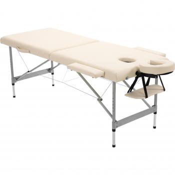 HOMCOM Camilla de Masaje Plegable con 7 Posiciones de Altura Ajustable Reposacabezas y Apoyabrazos 186x71x62-83 cm Beige Aosom España