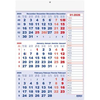 POK 2026 Calendrier Trimestriel Memo Bleu