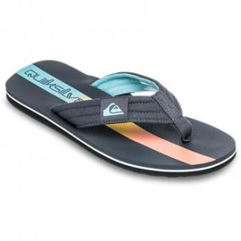 Chancletas Quiksilver Molokai Layback II Hombre, Color Gris Oscuro con Detalles Azul/Naranja – 41