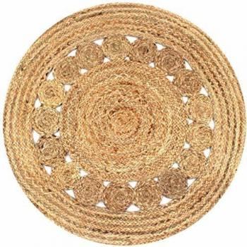 VidaXL 90 cm Braided Jute Round Rug