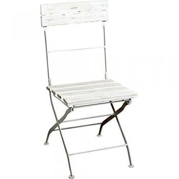 Sedia Biscotto in Ferro e Legno con Finitura Bianca Antica Retrattile L40xPR52xH90