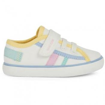 Scarpe da Ginnastica per Bambina Geox B Gisli, Primi Passi, Bianco e Giallo Chiaro