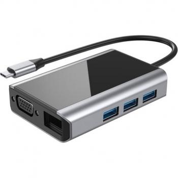 HUB USB C 9 en 1 con salida 4K, HDMI, VGA, USB 2.0, PD y puerto de audio